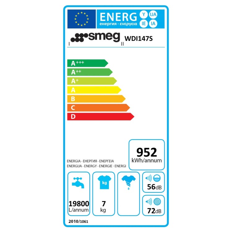 Smeg WDI147 7kg Wash 4kg Dry 1400rpm Fully Integrated Washer Dryer - White
