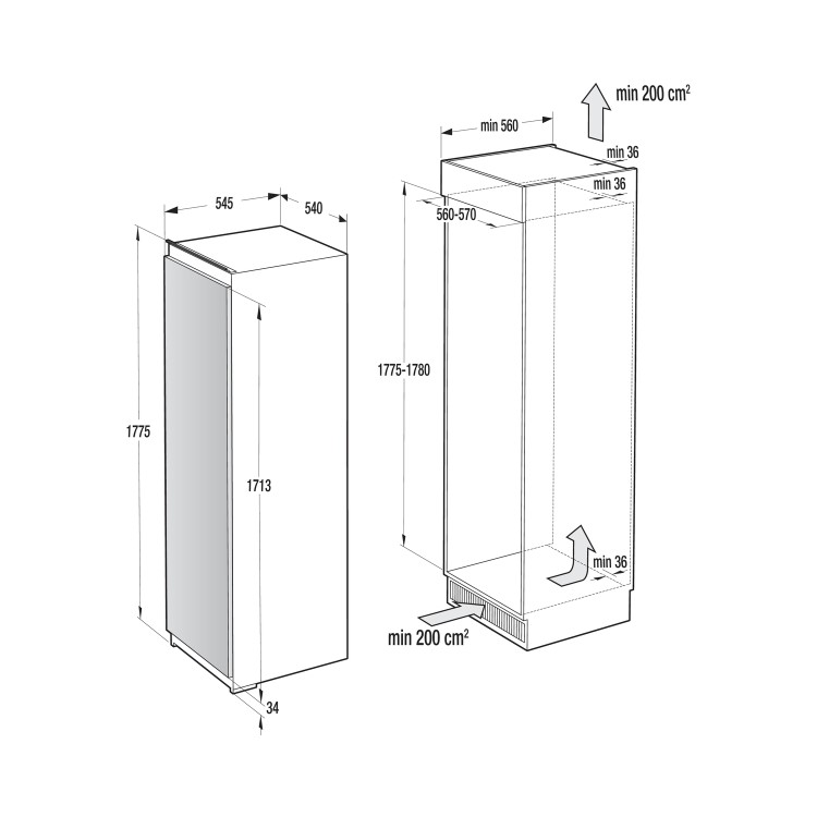 Gorenje RI4181AW 54cm Wide Tall Integrated In-Column Larder Fridge - White