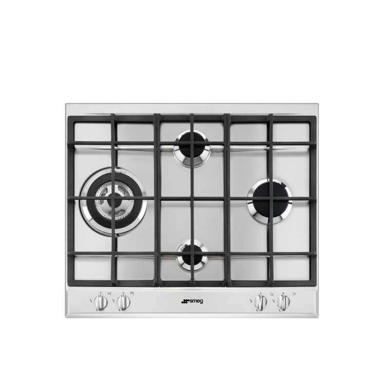 Smeg 60cm 4 Burner Gas Hob with Ultra Rapid Burner - Stainless Steel