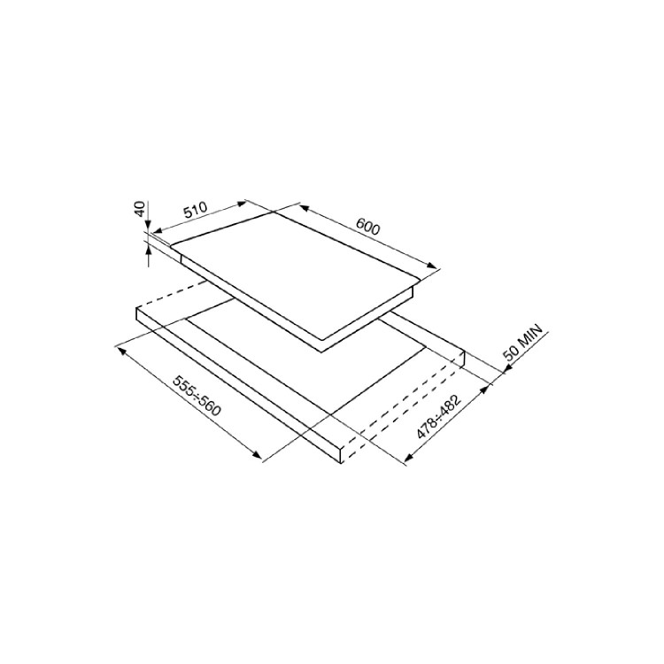 Refurbished Smeg P261XGH 60cm 4 Burner Gas Hob with Ultra Rapid Burner Stainless Steel