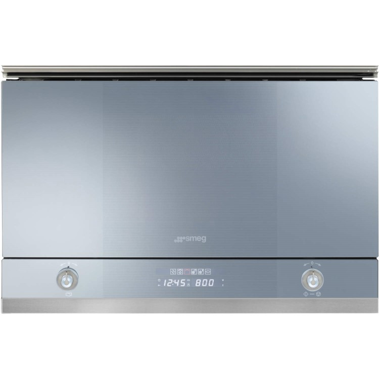 Smeg MP122 Linea 21 L Side-opening Built-in Microwave With Grill - Silver Glass