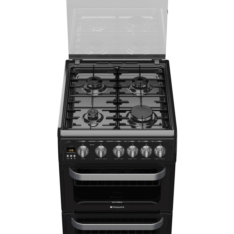 Hotpoint HUG52K Ultima 50cm Double Oven Gas Cooker in Black