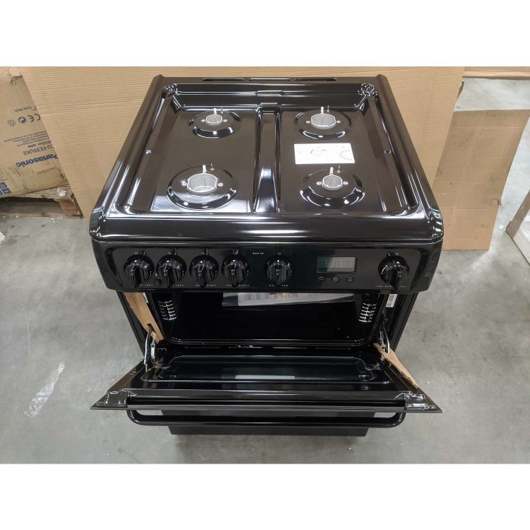 GRADE A2 - Hotpoint HAG60K 60cm Double Oven Gas Cooker - Black