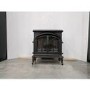 GRADE A2 - AmberGlo Large Electric Stove Fire in Black with Double Doors & Log Fuel Bed