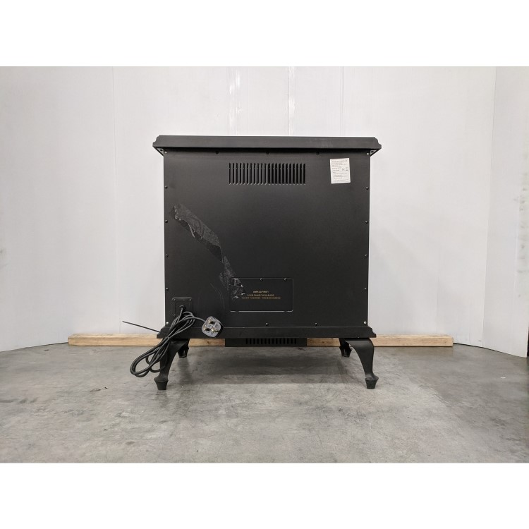 GRADE A2 - AmberGlo Large Electric Stove Fire in Black with Double Doors & Log Fuel Bed