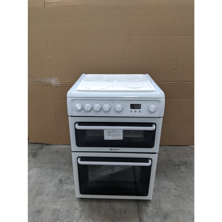 GRADE A3 - Hotpoint HAG60P 60cm Double Oven Gas Cooker - White