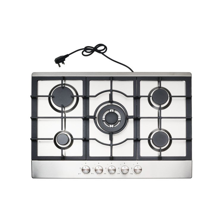 Refurbished electriQ EQGH755SS 75cm 5 Burner Gas Hob Stainless Steel