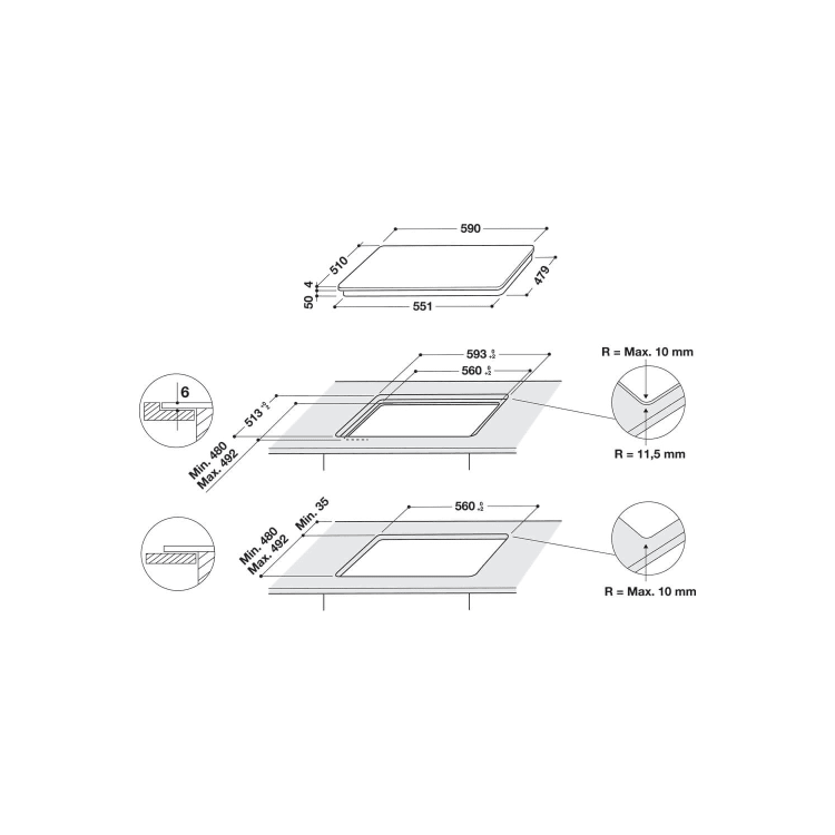 Hotpoint 59cm 4 Zone Induction Hob