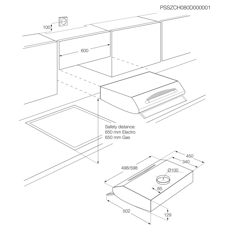 Refurbished Zanussi ZHT611X 60cm Visor Cooker Hood Stainless Steel