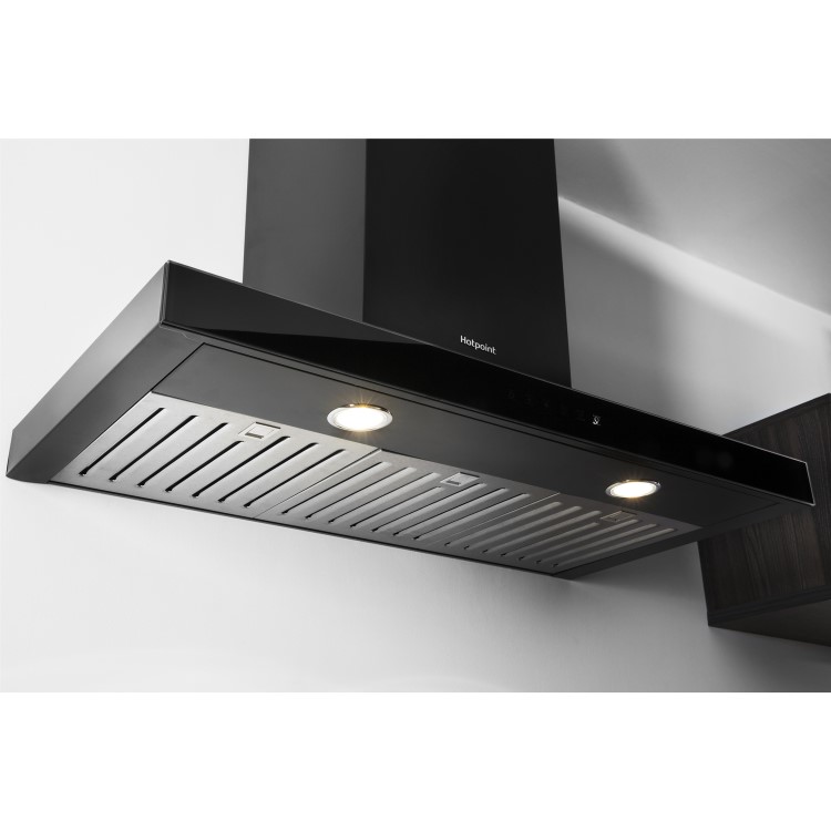 Hotpoint 90cm Slimline Chimney Cooker Hood - Black