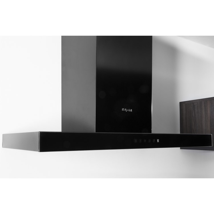 Hotpoint 90cm Slimline Chimney Cooker Hood - Black