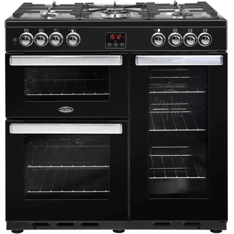 Belling Cookcentre 90DFT 90cm Dual Fuel Range Cooker - Black