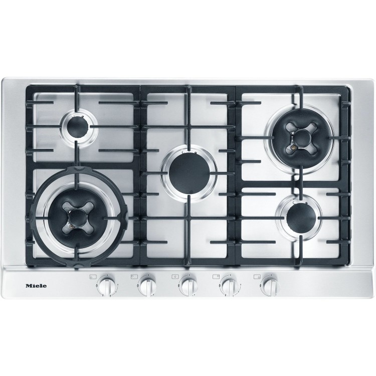 Miele KM2054 90cm 5 Burner Gas Hob with Wok Burner - Stainless Steel