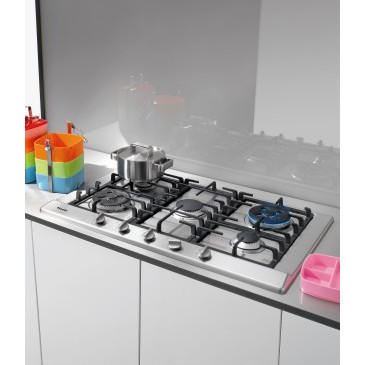 Miele KM2054 90cm 5 Burner Gas Hob with Wok Burner - Stainless Steel