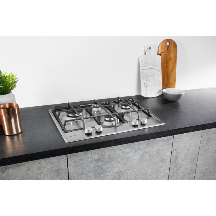 Hotpoint 60cm 4 Burner Gas Hob - Stainless Steel