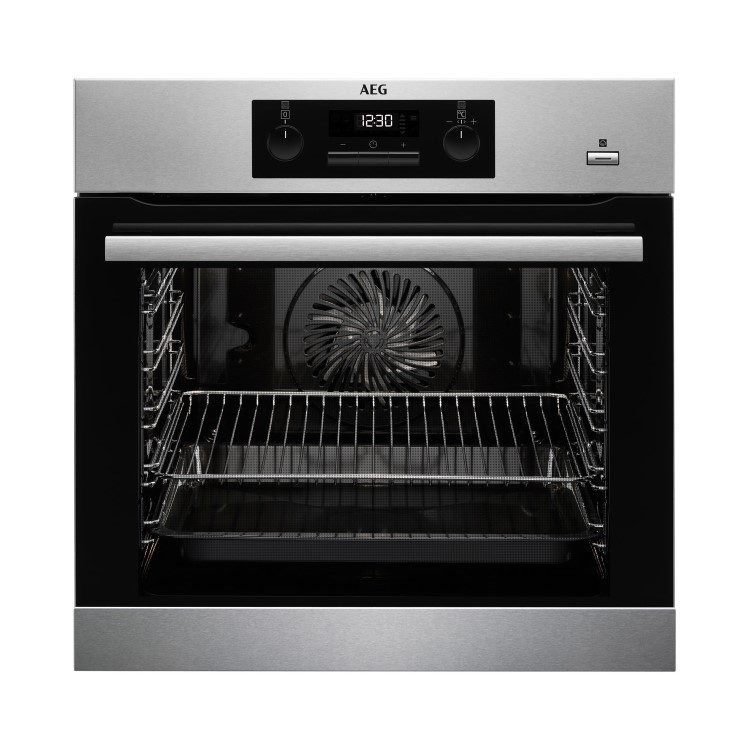 AEG BPS351020M SteamBake Pyrolytic Multifunction Electric Single Oven Stainless Steel