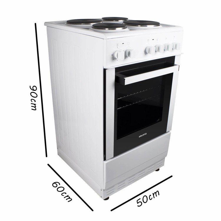 electriQ 50cm Electric Cooker with Sealed Plate Hob - White