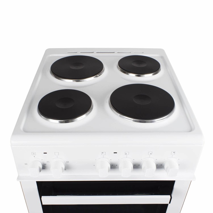 electriQ 50cm Electric Cooker with Sealed Plate Hob - White