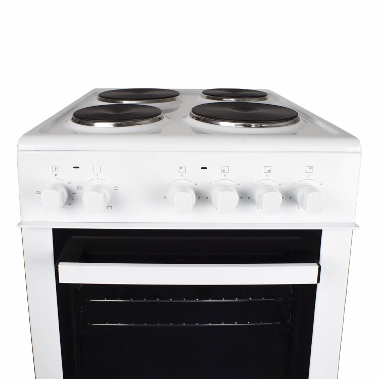 electriQ 50cm Electric Cooker with Sealed Plate Hob - White