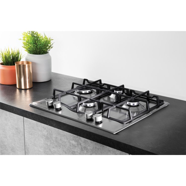 Hotpoint 60cm 4 Burner Gas Hob - Stainless Steel