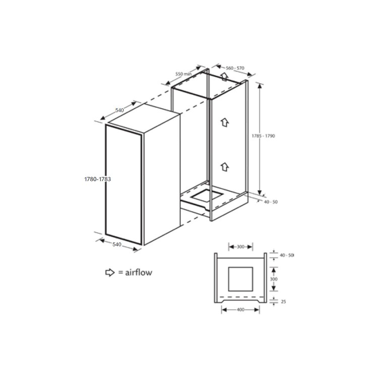 CDA 228 Litre Integrated Upright In Column Freezer