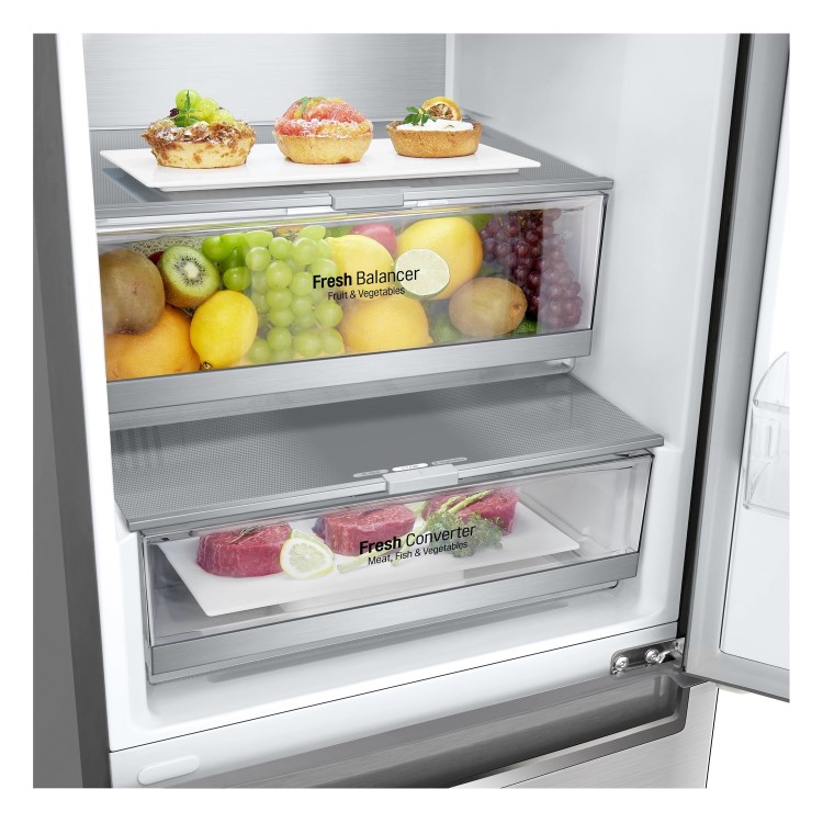 Refurbished LG GBB92STAXP Freestanding 384 Litre 70/30 Frost Free Fridge Freezer Stainless Steel