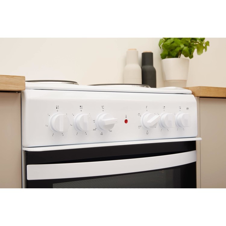 Indesit 50cm Electric Cooker with Sealed Plate Hob - White