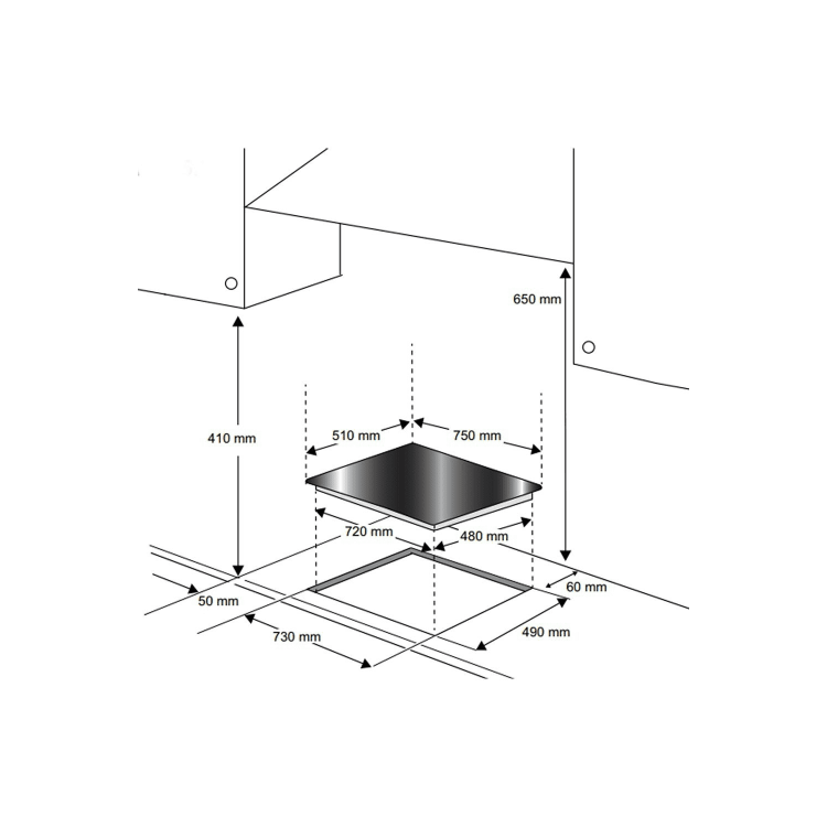 Rangemaster RMB75HPECGL 75cm 5 Zone Ceramic Hob