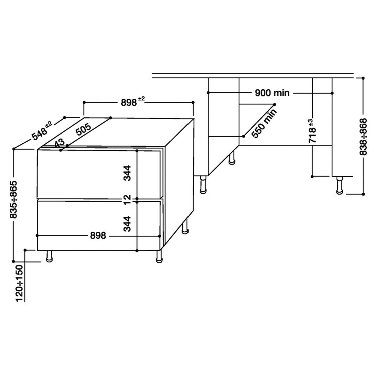 Hotpoint NCD191I 150 Litre Integrated Under Counter Fridge Drawers  90cm Wide - White