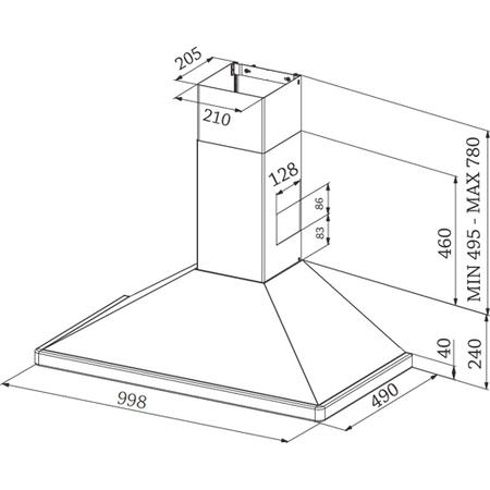 Rangemaster 100cm Chimney Hood - Stainless Steel