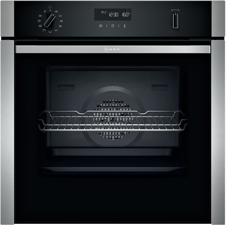 Neff N50 Slide & Hide Multifunction Pyrolytic Self Cleaning Electric Single Oven - Stainless Steel