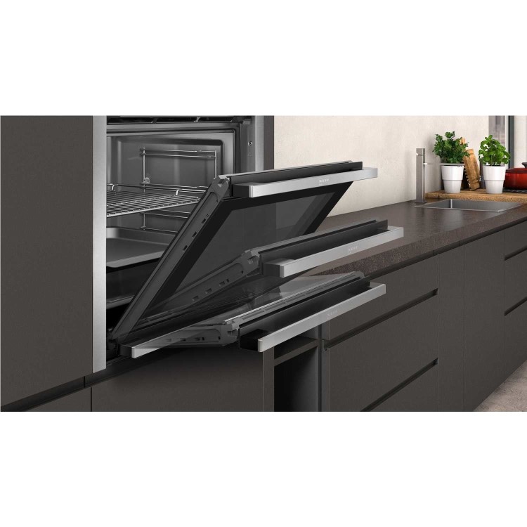 Neff N50 Slide & Hide Multifunction Pyrolytic Self Cleaning Electric Single Oven - Stainless Steel