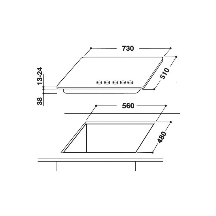 Refurbished Indesit Aria THP751PIXI 75cm 5 Burner Gas Hob Stainless Steel