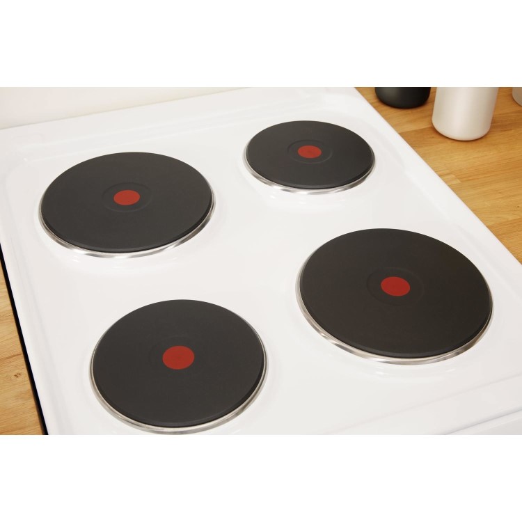 Indesit 50cm Electric Cooker with Sealed Plate Hob - White