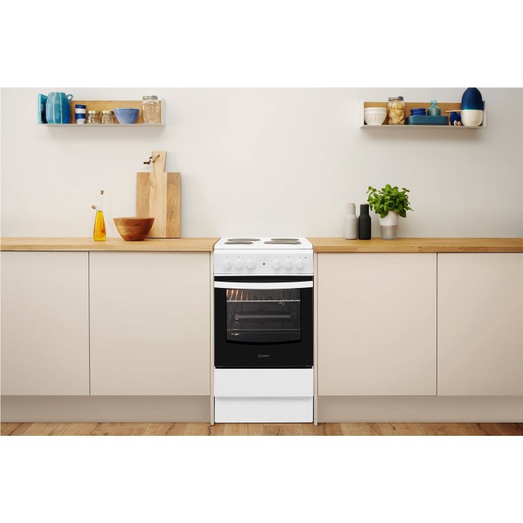 Indesit 50cm Electric Cooker with Sealed Plate Hob - White