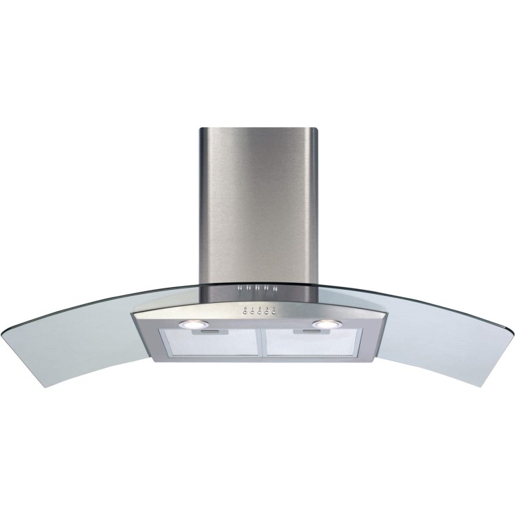 CDA 100cm Curved Glass Chimney Cooker Hood - Stainless Steel