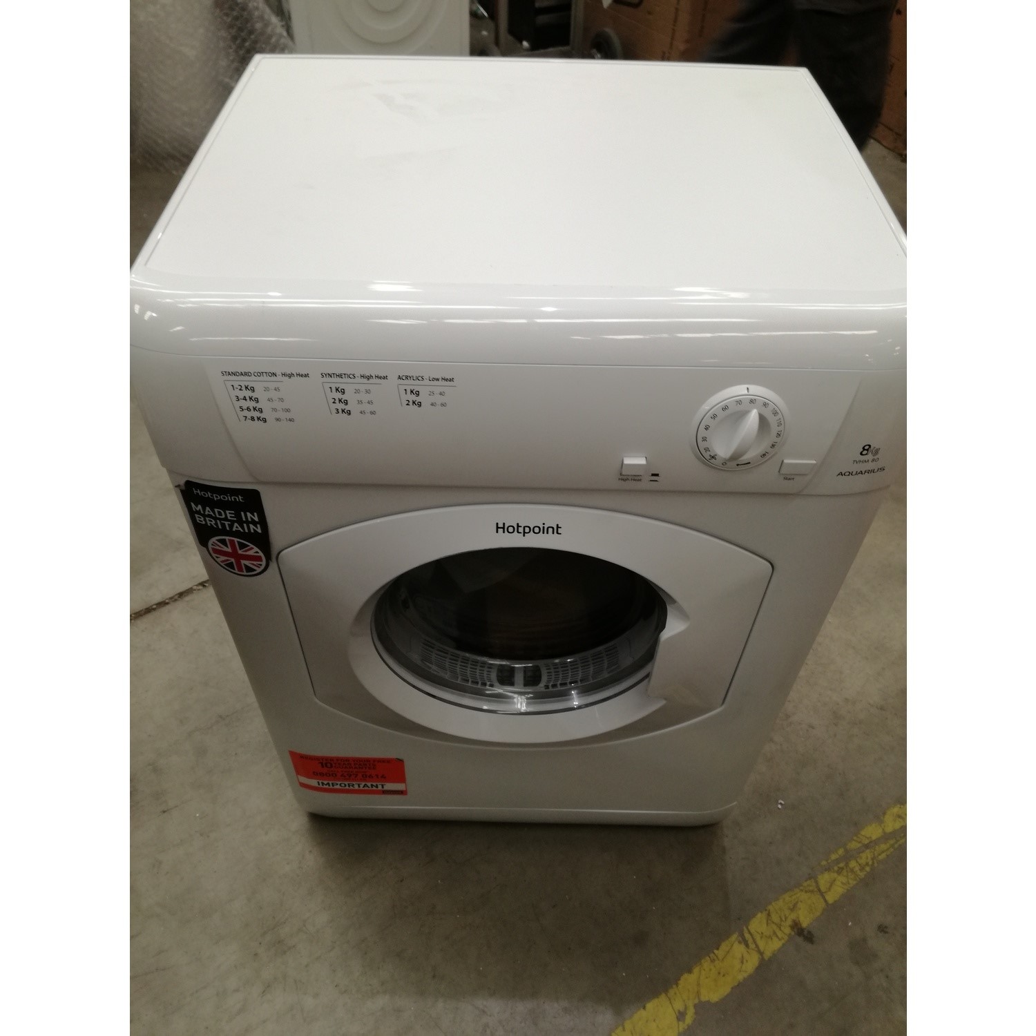 Refurbished Hotpoint Tvhm80cp 8kg Freestanding Vented Tumble Dryer White 78013573 1 Tvhm80cp