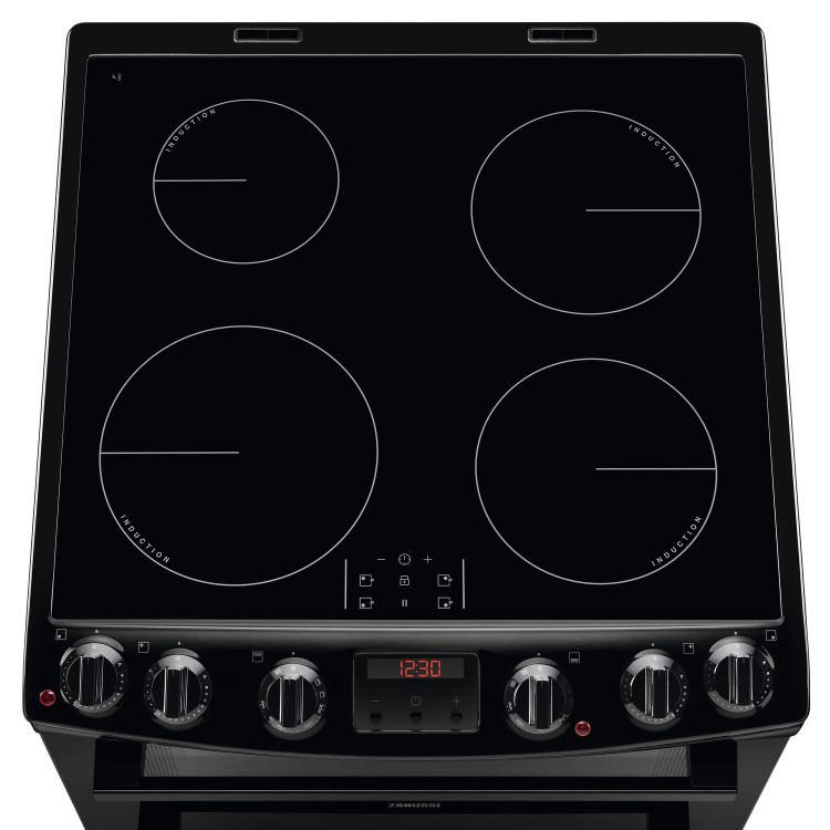 Refurbished Zanussi 60cm Double Oven Electric Cooker with Induction Hob - Black