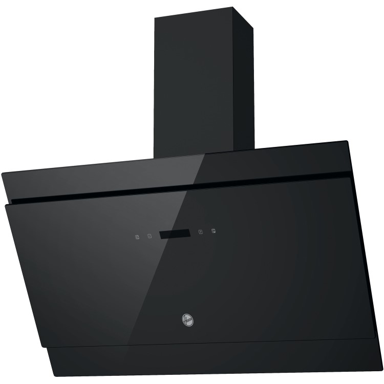 Hoover 90cm Angled Cooker Hood - Black Glass