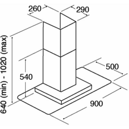 CDA 90cm Flat Glass Chimney Cooker Hood - Stainless Steel