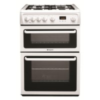 GRADE A3 - Hotpoint HAG60P 60cm Double Oven Gas Cooker - White