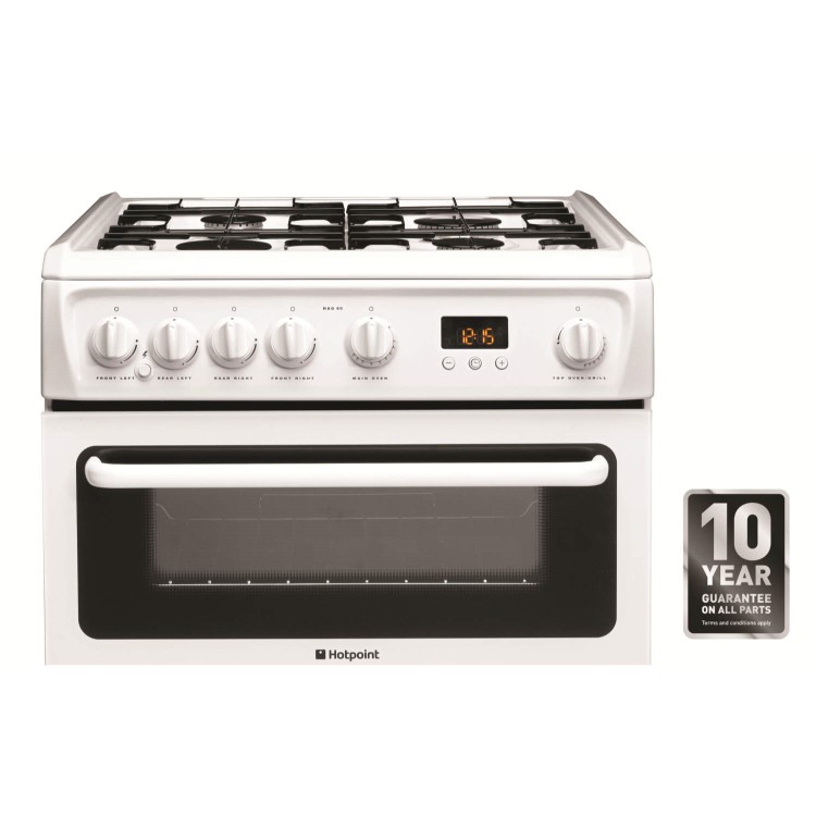 Hotpoint 60cm Double Oven Gas Cooker - White