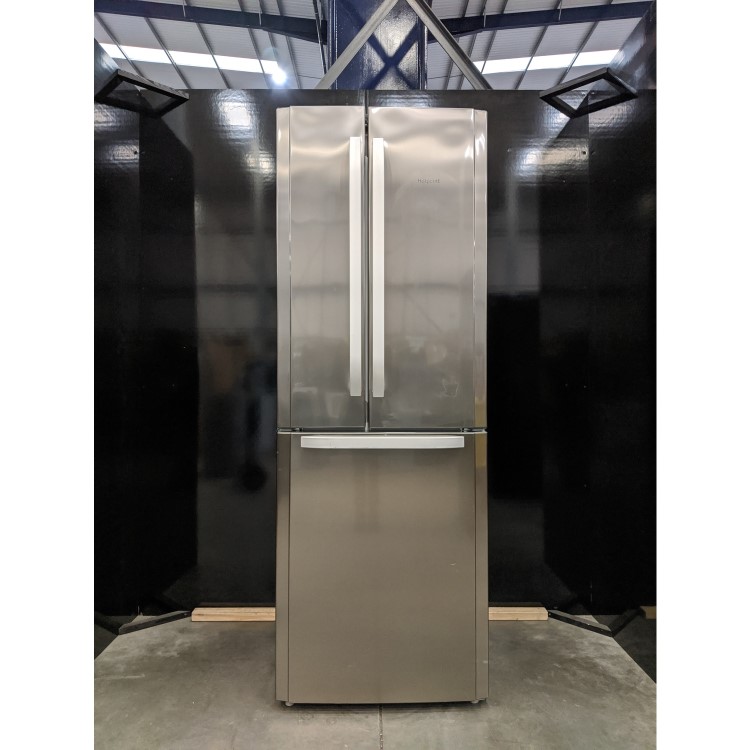 Refurbished Hotpoint FFU3DX1 Freestanding 446 Litre 55/45 Fridge Freezer Stainless Steel Look