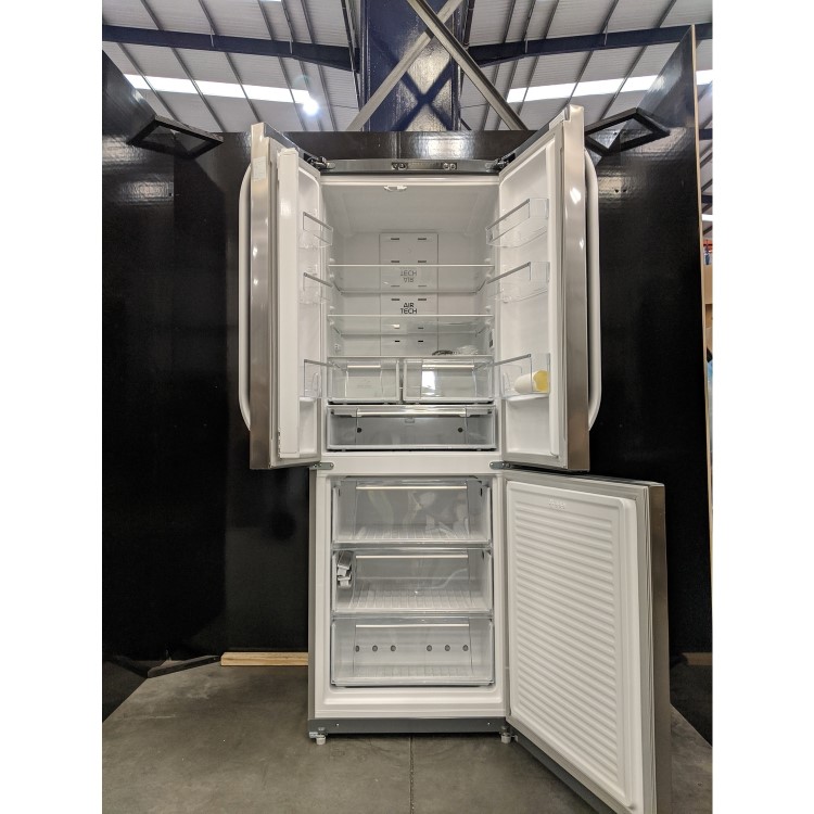 Refurbished Hotpoint FFU3DX1 Freestanding 446 Litre 55/45 Fridge Freezer Stainless Steel Look