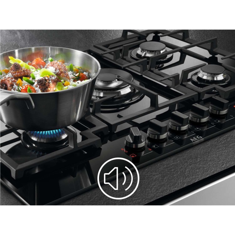 AEG 74cm Gas on Glass 5 Burner Gas Hob - Black