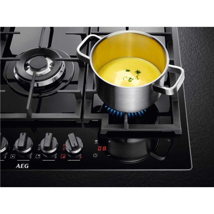 AEG 74cm Gas on Glass 5 Burner Gas Hob - Black