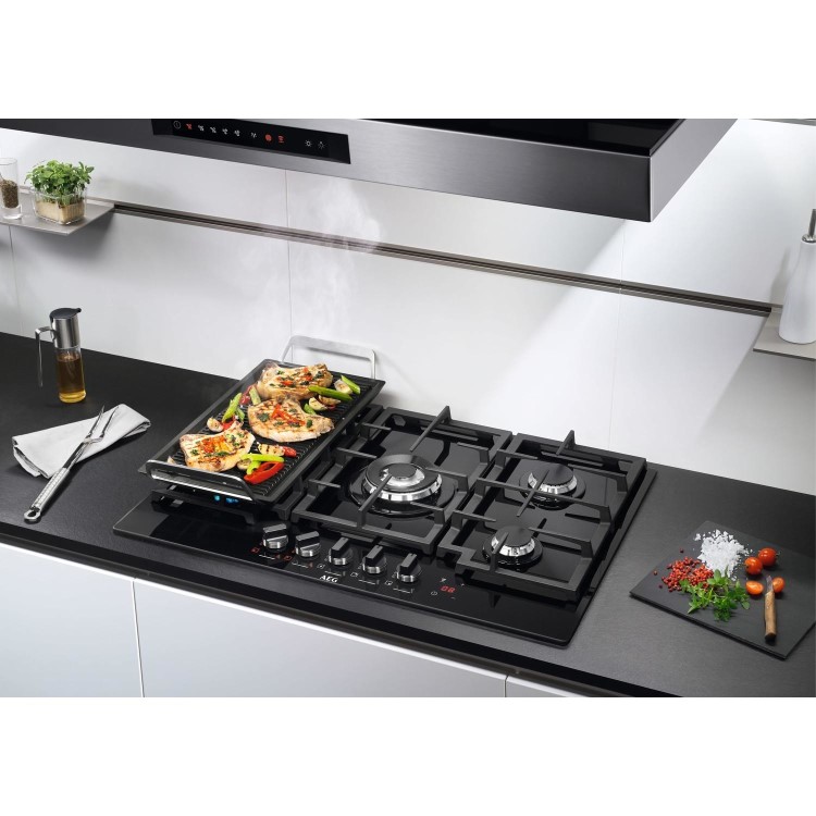 AEG 74cm Gas on Glass 5 Burner Gas Hob - Black