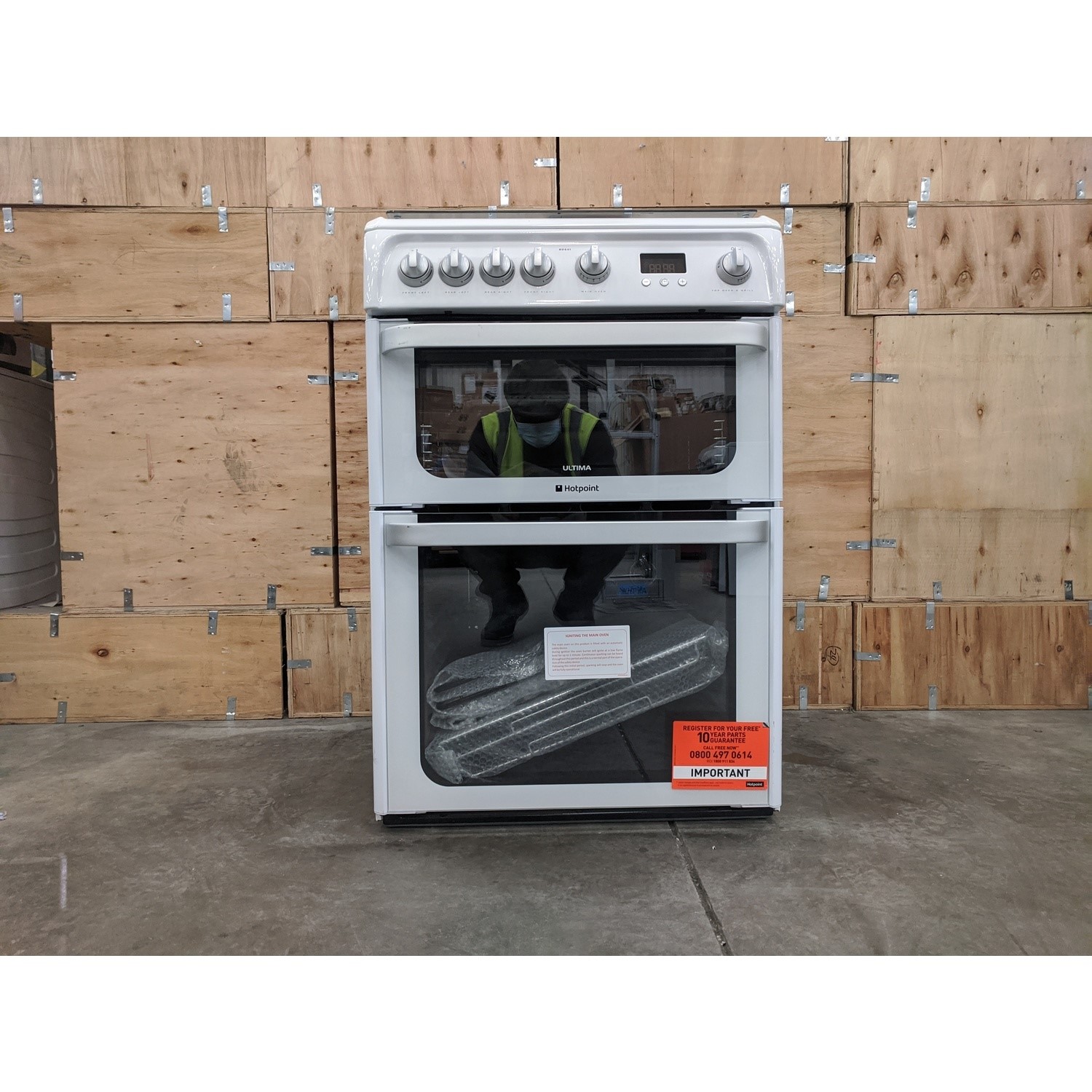 Refurbished Hotpoint Ultima Hug61p 60cm Double Oven Gas Cooker White 780965141hug61p 4748