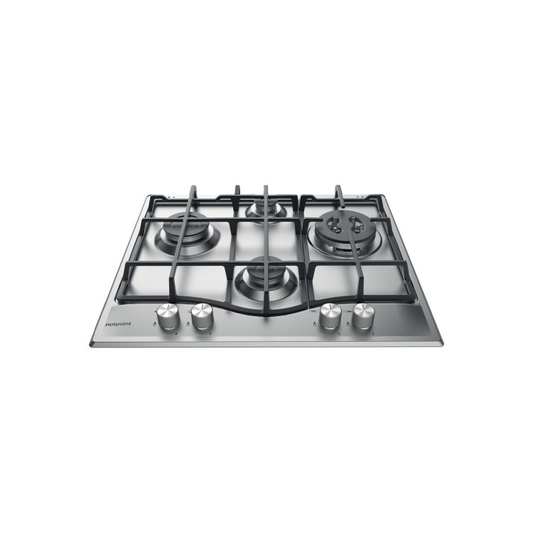 Hotpoint 59cm 4 Burner Gas Hob with Wok Burner - Stainless Steel