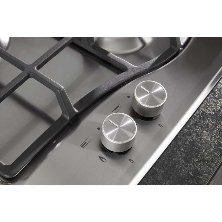 Hotpoint 59cm 4 Burner Gas Hob with Wok Burner - Stainless Steel